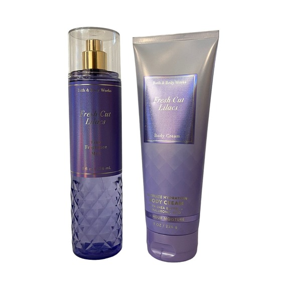 Bath & Body Works Other - Bath and Body Works Fresh Cut Lilacs Fine Fragrance Mist& Body Cream Set of 2